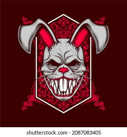 scary rabbit mask with awesome background