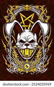 scary rabbit mask awesome illustration for t shirt design