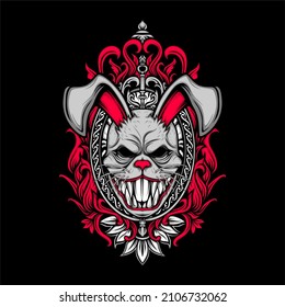 scary rabbit mask illustration with awesome background