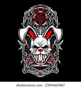 scary rabbit mask illustration for t shirt design and other