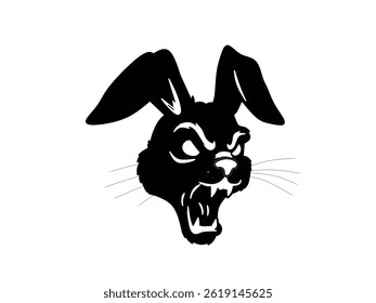 scary rabbit silhouette isolated with white background 