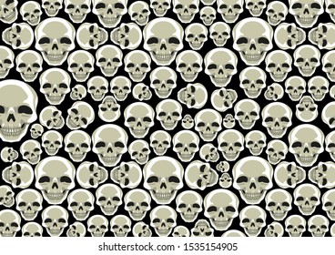 Scary random skull pattern. Vector illustration.