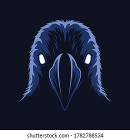 Scary Raven Head Illustration Vector