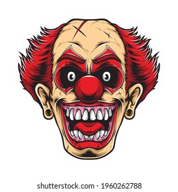 scary red clown vector logo