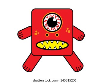 Scary Red Cyclops Monster. Vector