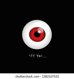 scary red eye on black background for halloween vector illustration EPS10