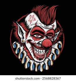 scary red hair clown vector