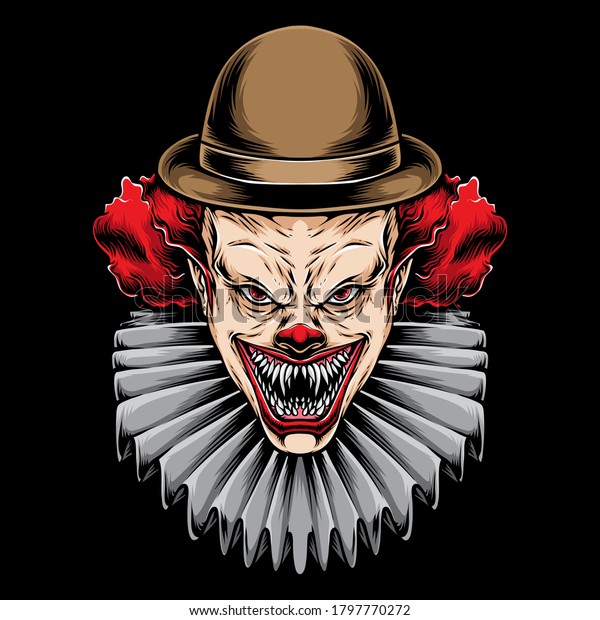 Scary Red Hair Clown Vector Logo Stock Vector (Royalty Free) 1797770272 ...