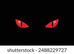 Scary Red Monster Animal Eyes in Darkness. Evil creature or wild cat hunting in the night