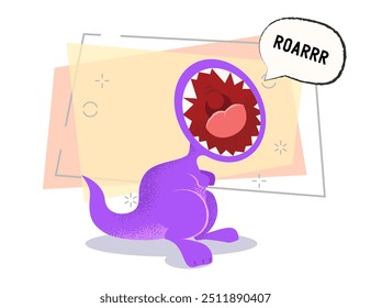 Scary roaring little dinosaur. Predator, tyrannosaurus, monster. Can be used for topics like emotion, fear, anger