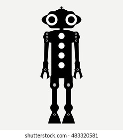 scary robot, retro robot, vector robot silhouette 