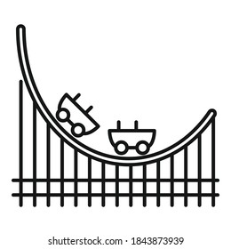 Scary roller coaster icon. Outline scary roller coaster vector icon for web design isolated on white background