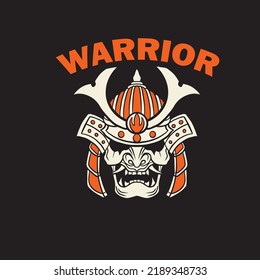 Scary Samurai Armour Helm, Isolated Vector