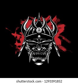 Scary Samurai Mask, Dark Background