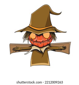 Scary Scarecrow Halloween Vector Illustration