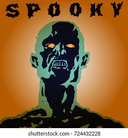 Scary screaming grim demon head. Vector illustration. The horror genre. Scary character face.