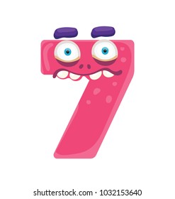 
Scary seven monster, math number flat icon
