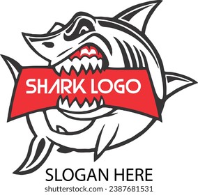 Scary Shark Vector Logo Design - Shark Brand Logo Illustration