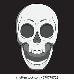 Scary skeleton.Hand drawn illustration.Skeleton vector.Skull emotion.Isolated on white.Skeleton cartoon style drawing.