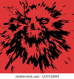 Scary skull abstraction from debris and dots. Vector illustration. Genre of horror. Scary character for Halloween.