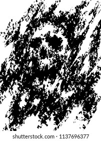 Scary skull abstraction from debris and dots. Vector illustration. Genre of horror. Scary character for Halloween.