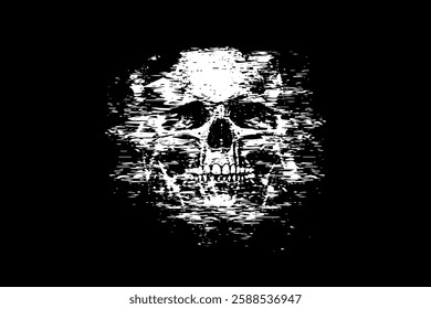 Scary Skull Art vector, Stretching skull art with gunge effect. Human Skull Logo vector.