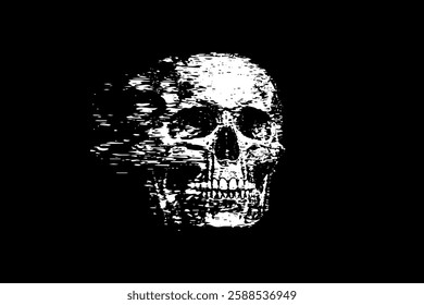 Scary Skull Art vector, Stretching skull art with gunge effect. Human Skull Logo vector.