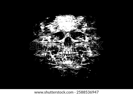 Scary Skull Art vector, Stretching skull art with gunge effect. Human Skull Logo vector.