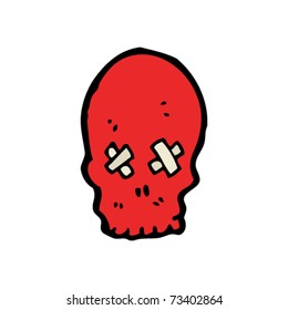 scary skull with eyes taped cartoon