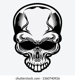 Scary  Skull Front with Top Teeth Only Vector Illustrations - Vector Illustrations