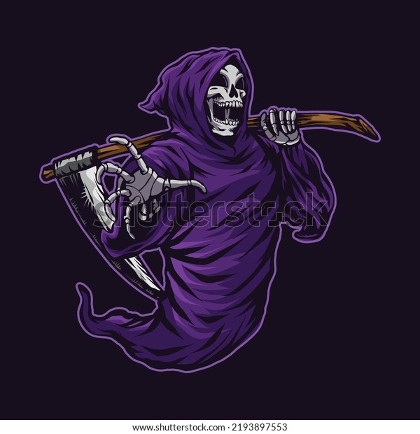 Scary Skull Grim Reaper Illustration Stock Vector (Royalty Free ...