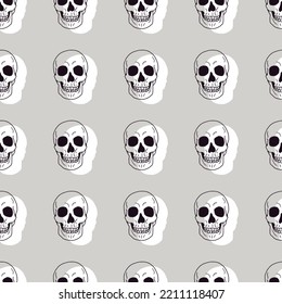 Scary Skull Head Bones Vector Graphic Art Halloween Seamless Pattern can be use for background and apparel design