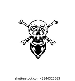 Scary skull head simple illustration