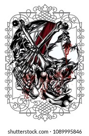 scary skull illustration