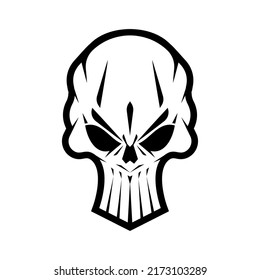 El logo del cráneo asustado aislado. cabeza de esqueleto Ilustración vectorial