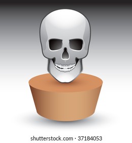 calavera temible en parche marrón