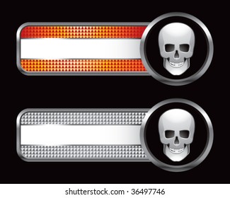 scary skull on gold and silver web banners