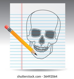 calavera temible en papel portátil