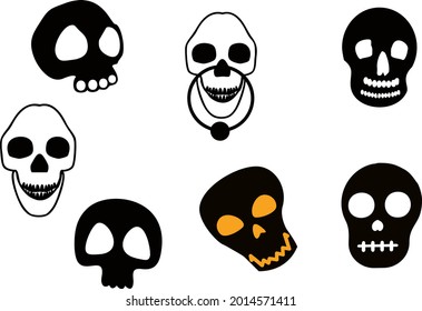 Scary skull set on white background. Vector illustration
