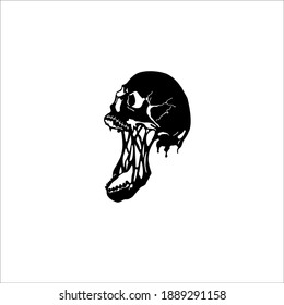 Scary Skull Symbol Logo  Tattoo Design  Vector Illustration 