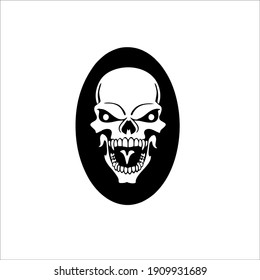 Scary Skull Symbol Logo. Tattoo Design. Vector Illustration.