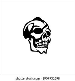 Scary Skull Symbol Logo. Tattoo Design. Vector Illustration.