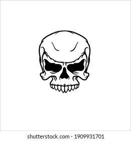 Scary Skull Symbol Logo. Tattoo Design. Vector Illustration.