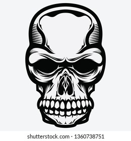 Scary Skull with Teeth Vector Illustrations - Vector Illustrations 