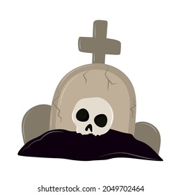 scary skull tombstone cemetery icon