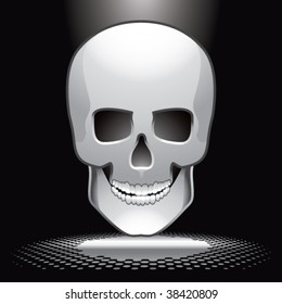 scary skull under spotlight