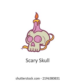 Ilustración de diseño de iconos con el vector de cráneo escarpado. Símbolo de Halloween sobre fondo blanco archivo EPS 10