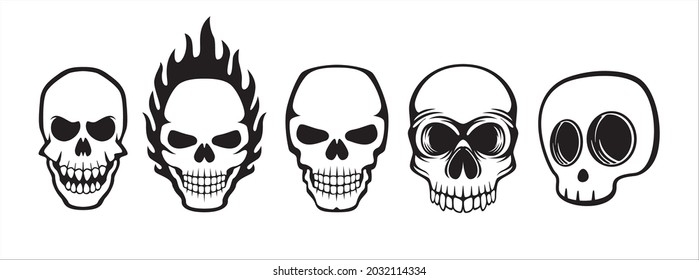 Scary skull vector set. Devil skull stock vector