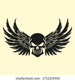 Scary Skull with Wings Vector