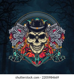 Diseño de mascota de vectores de Skulls con miedo 